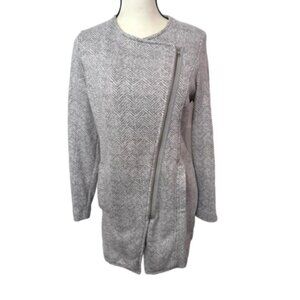 Banana Republic Gray/White Herringbone Moto Zip Up Jacket Size S #2028
